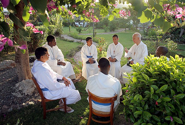 Fr Ho Lung and brothers sharing faith, Kingston, Jamaica