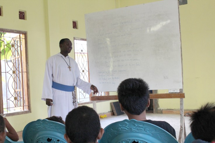 Learning songs for the official opening of the monastery (2 June 2013)