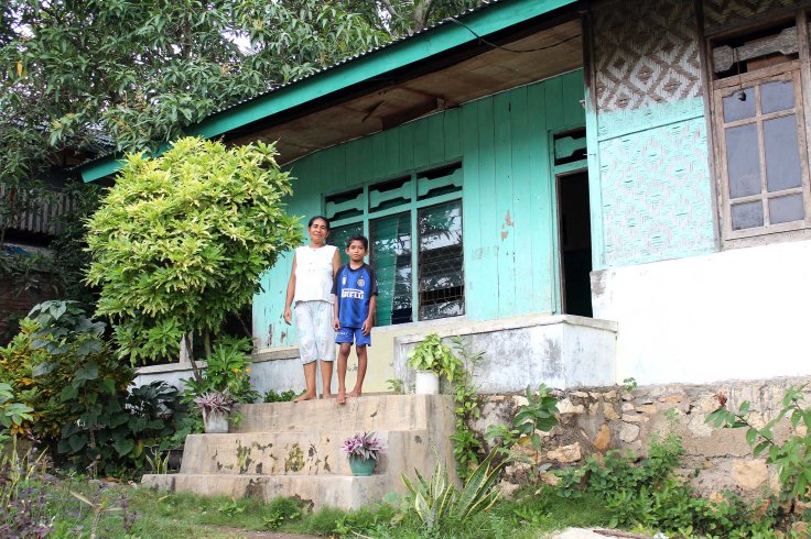 Poor widow with her son Remigio who is being sponsored from Australia (5 June 2013)
