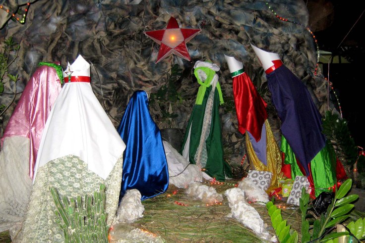 The nativity scene completed, even with sheep adoring the infant Jesus (17 December 2012)