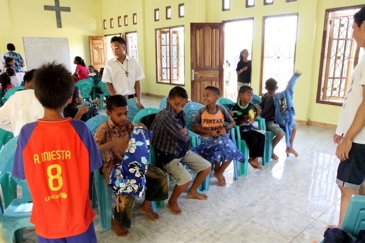 The boys getting their clothes