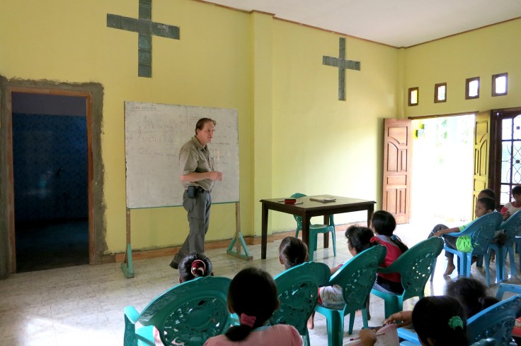 Trevor speaks to the children about Australia