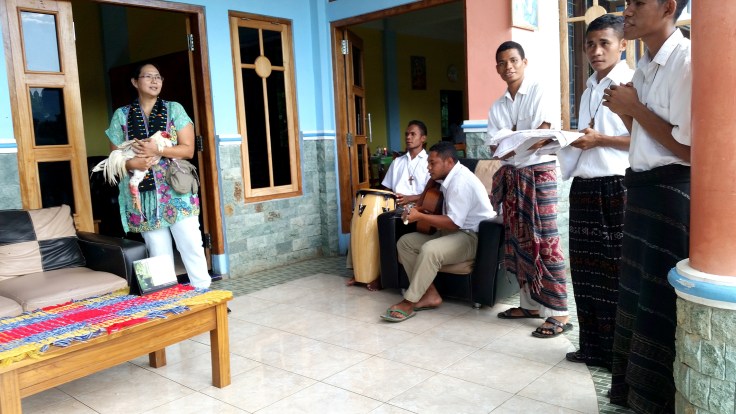 With some music and singing