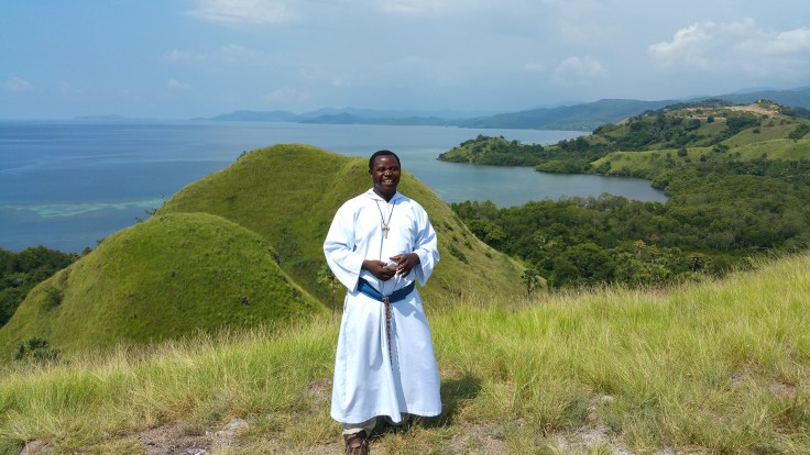 A rare photo of Br Emmanuel taking time out