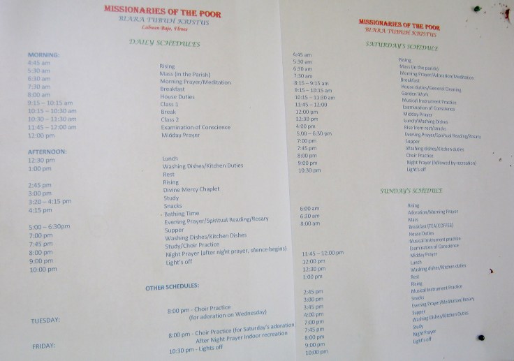 2. MOP daily schedule