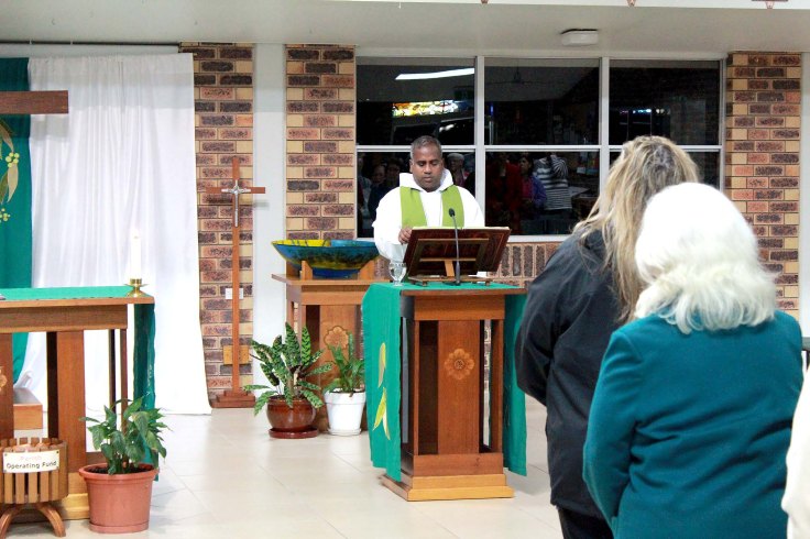 2. Fr Ambose annuncing the Gospel at St Bernardines Parish, Regents Park, Brisbane